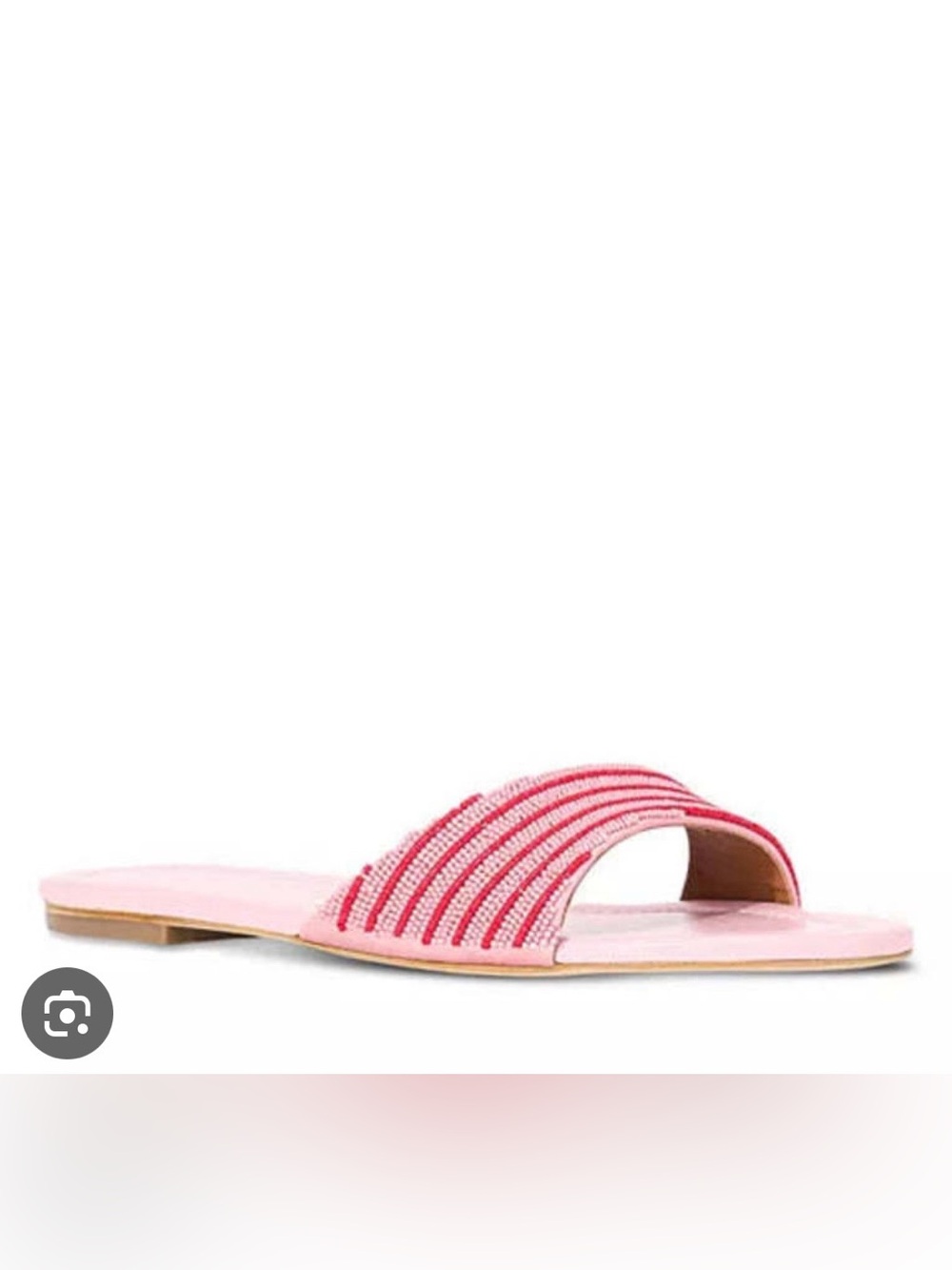 STAUD Pink Beaded Slide Sandals
